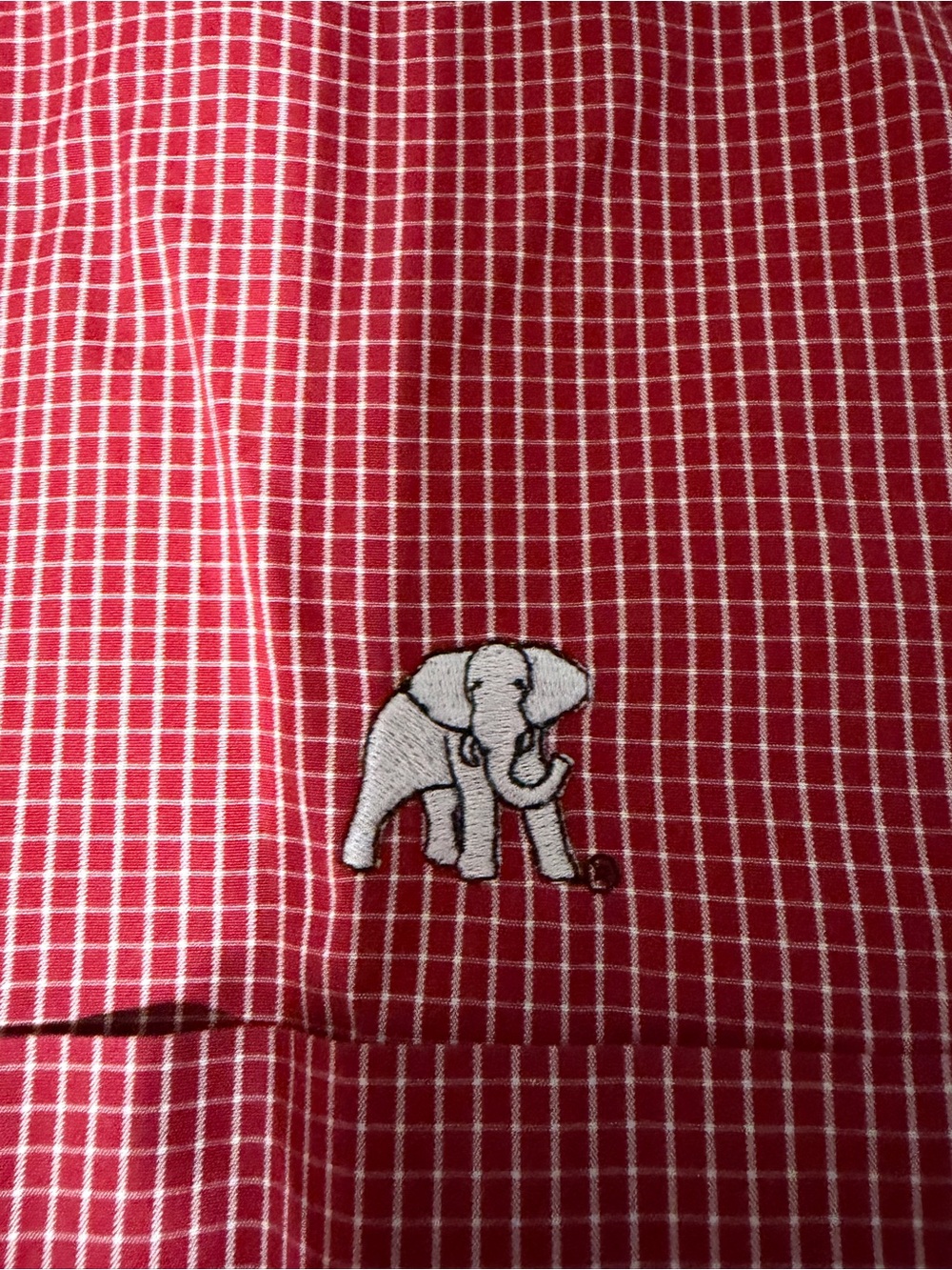 Shirt Shop Men's Red Check Button-Down Shirt Embroidered Logo Roll Tide Alabama - Picture 2 of 5